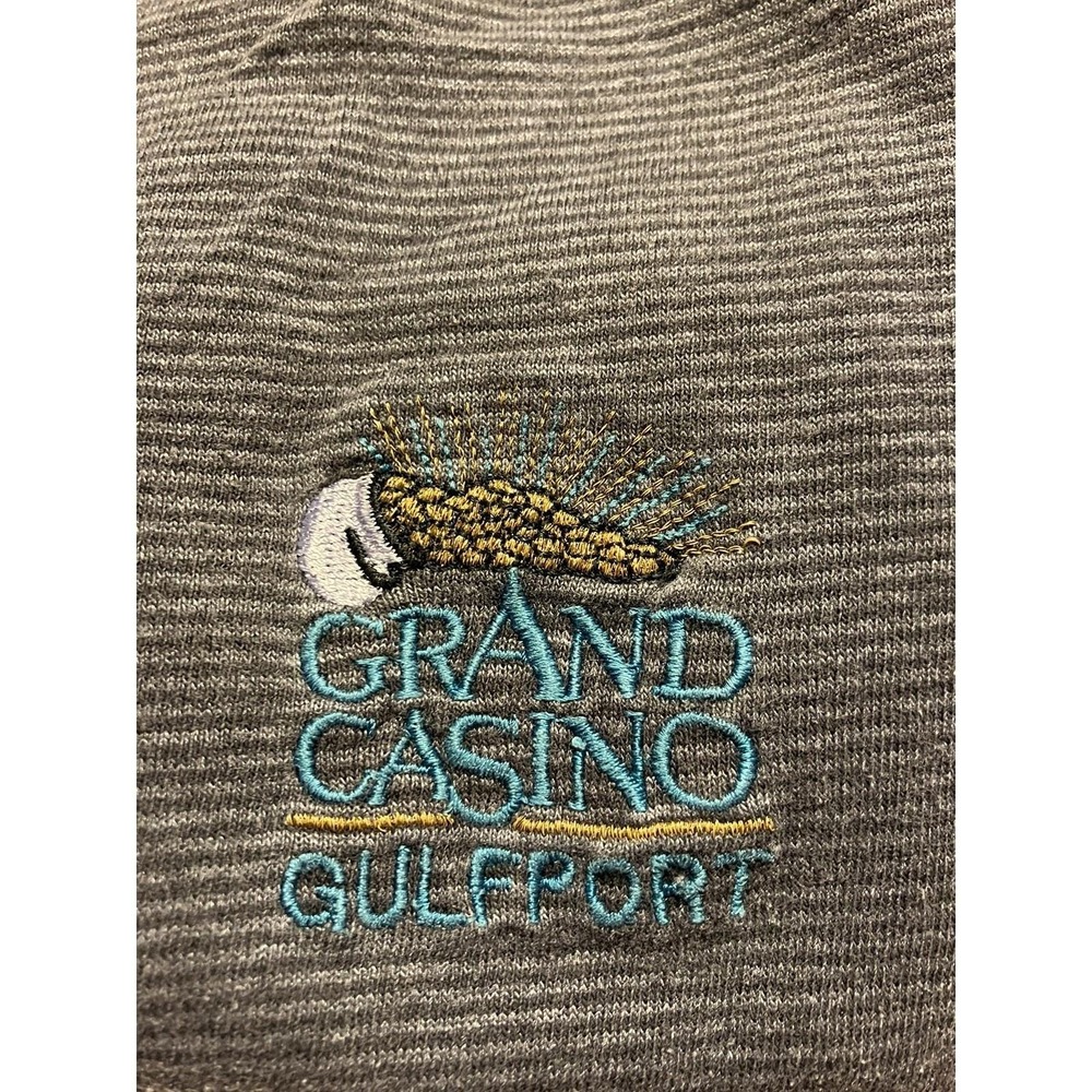 Vintage Kingstree Classic Grand Casino Gulfport Striped T-Shirt Mens XL Gray USA